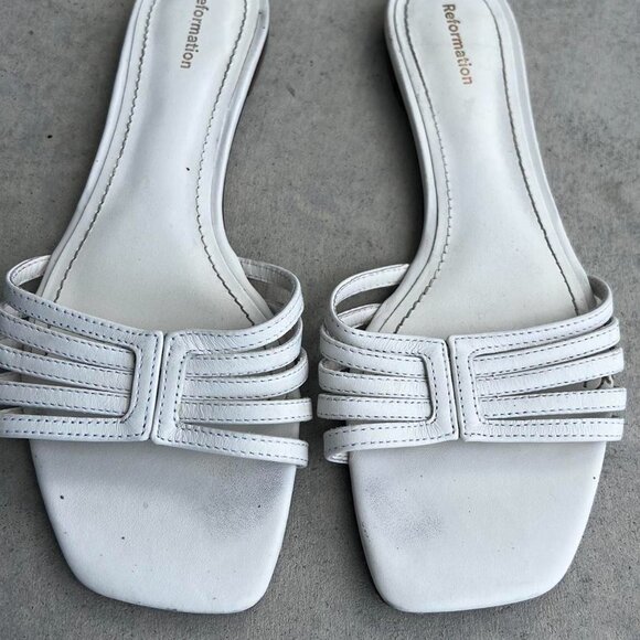 Reformation Sandals White Leather Strappy Sandals 6.5 - Picture 2 of 5